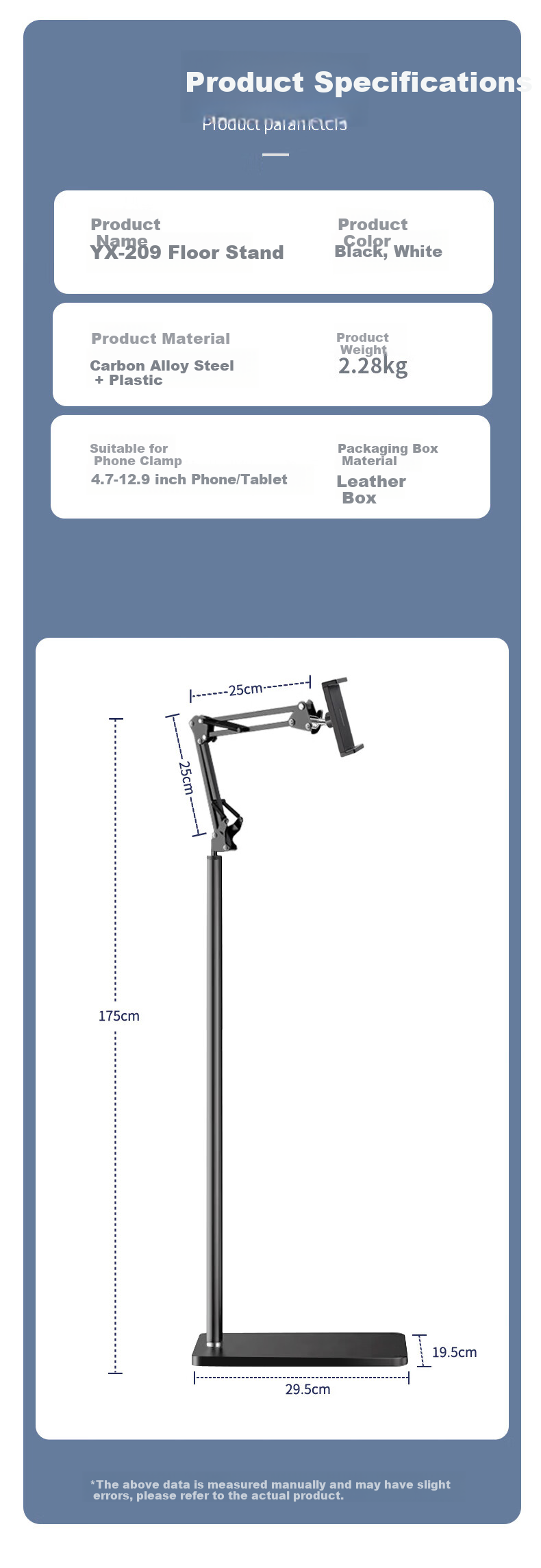 Zitai Phone And Tablet Stand, Floor-Standing IPad Live Streaming Stand, Lazy Bedside Stand for Overhead Shooting, Adjustable Telescopic Video Recording Stand for Watching Shows And Online Classes, Arm-Supporting Bracket, 135CM 7