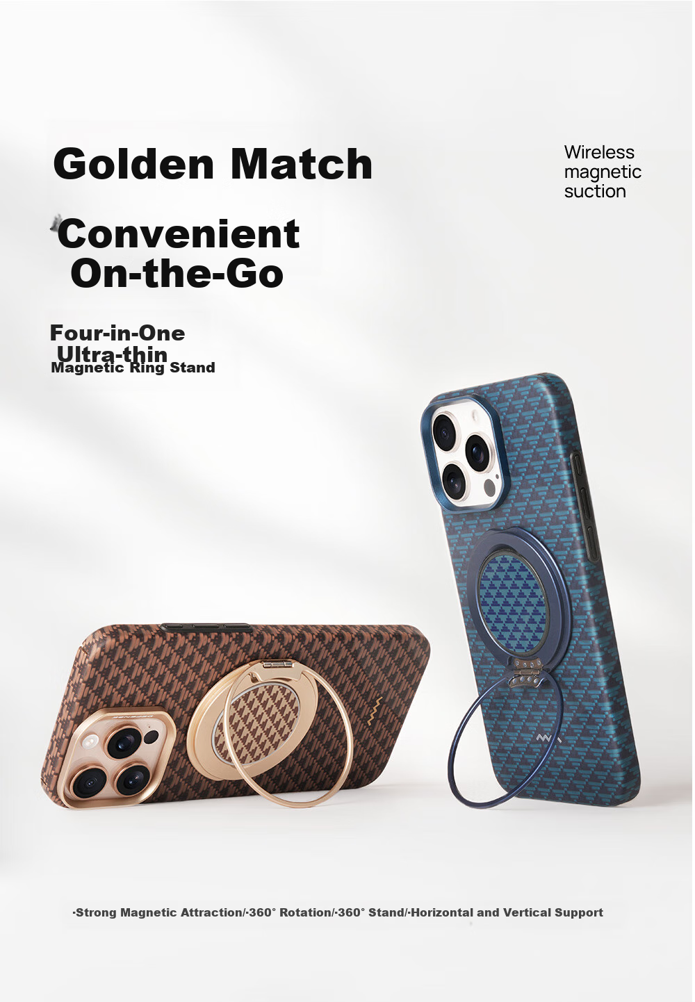 DEFENSE Magnetic Stand Compatible with Apple, Huawei, Xiaomi, Samsung, Honor, Vivo Universal Strong Magnetic Ring Stand 360-Degree Rotation Extendable Folding Multifunctional Yuan Series Jingshui 1