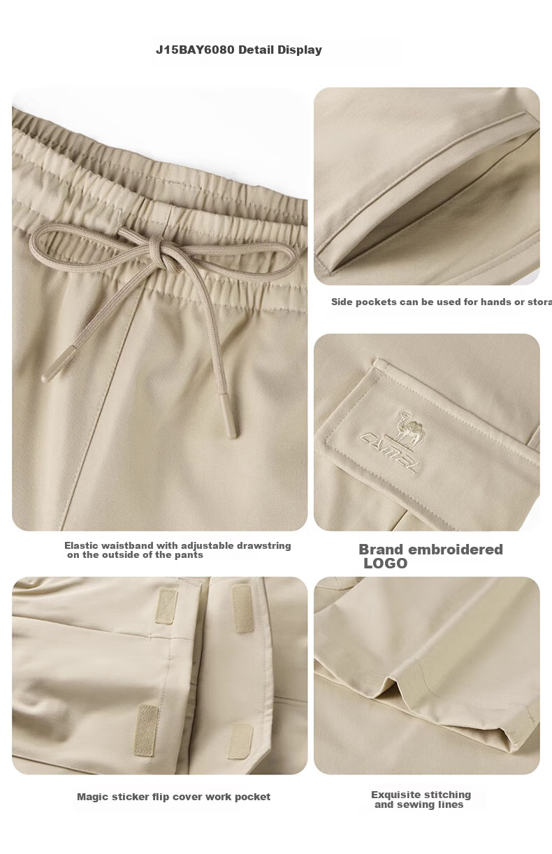 CAMEL Casual Cargo Pants, New Women's Trousers, Outdoor Hiking Woven Long Pants, Loose Straight-Leg Sports Pants 36