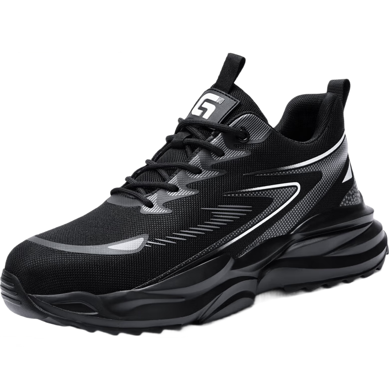 JUNBU Safety Shoes for Men, Summer Breathable Steel Toe Cap, Anti-Smashing And Puncture-Resistant, Ultra-Light Work Boots F118BK Size 42