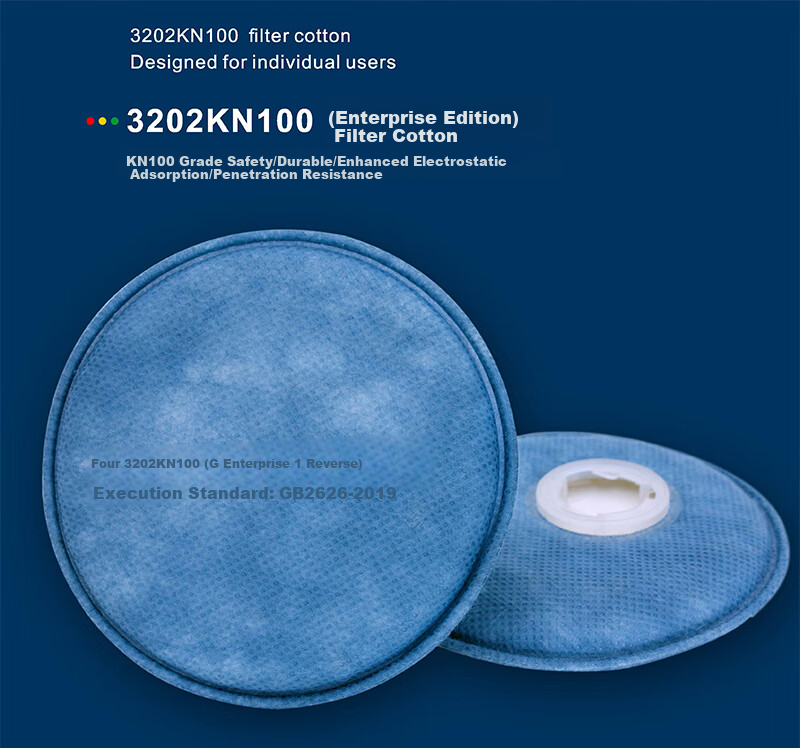 Baoshunan Dust Mask Original Heavy-Dust Environment KN100 Dust-Proof Grade Filter Cotton for Protection Against Particles above 0.075 Microns, 3202 Filter Cotton 1 Pack (Two Pieces) 3
