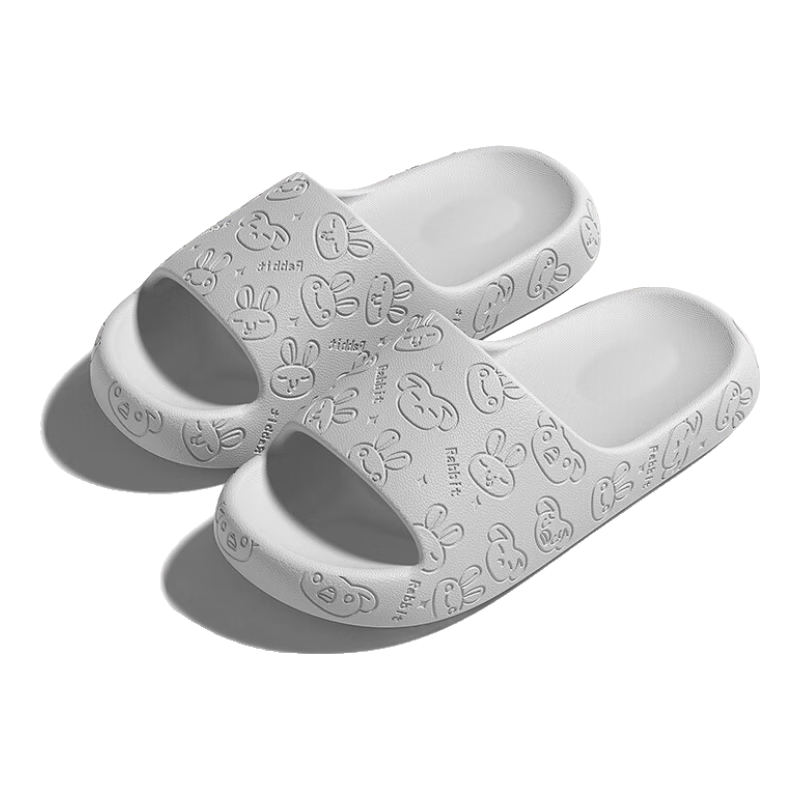 LURAD Summer Indoor Slippers for Women, Home Use Thick-Soled Couple Bathroom Shower Silent Slippers for Men, Gray, Size 39-40