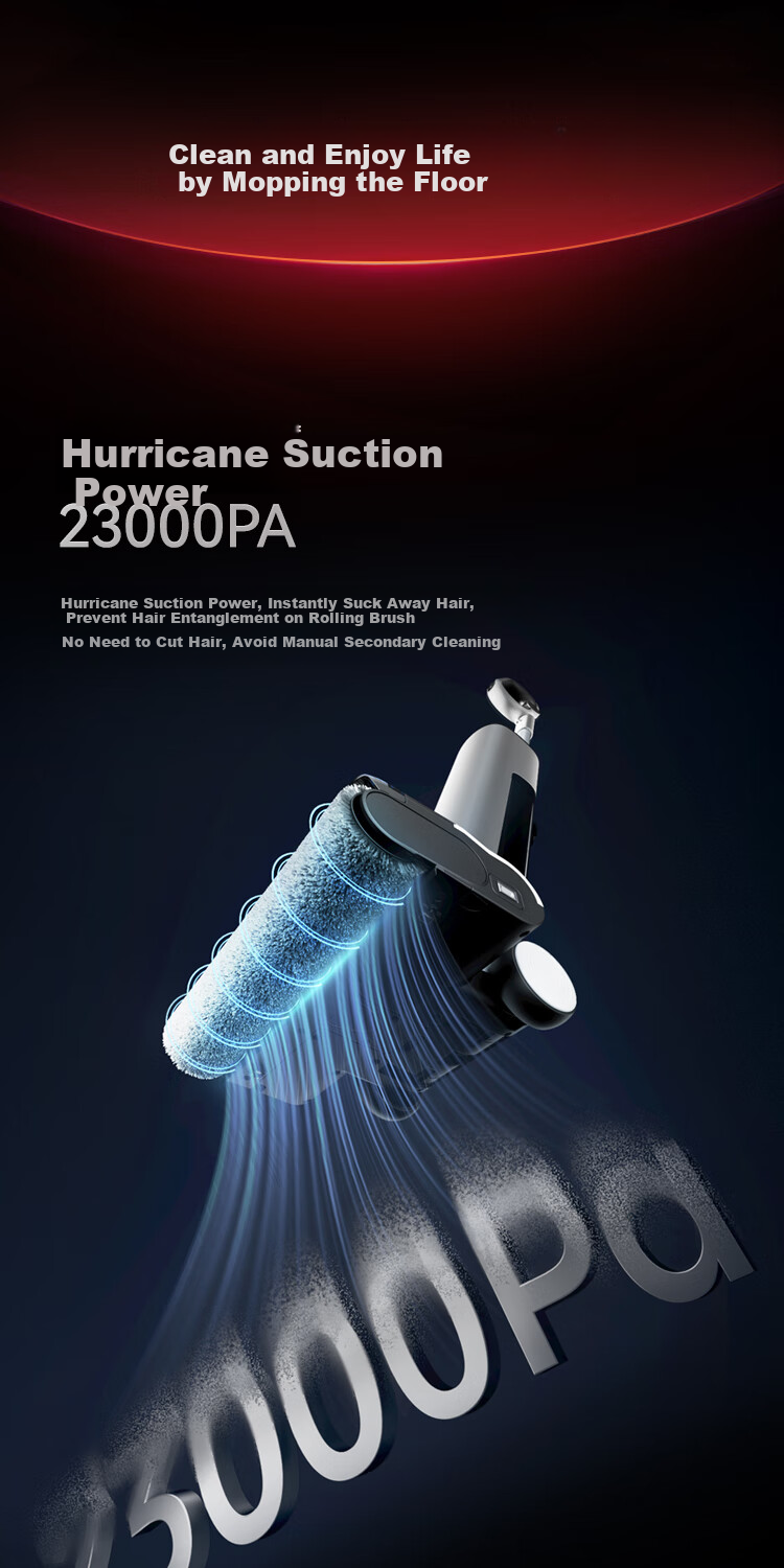 UWANT Cloud 2.0 Ultra Floor Scrubber [23kPa Hurricane Suction, No Odor, No Hair Entanglement] Ultra-Thin Flat Mop, All-In Cleaning And Mopping Automatic Self-Cleaning 13