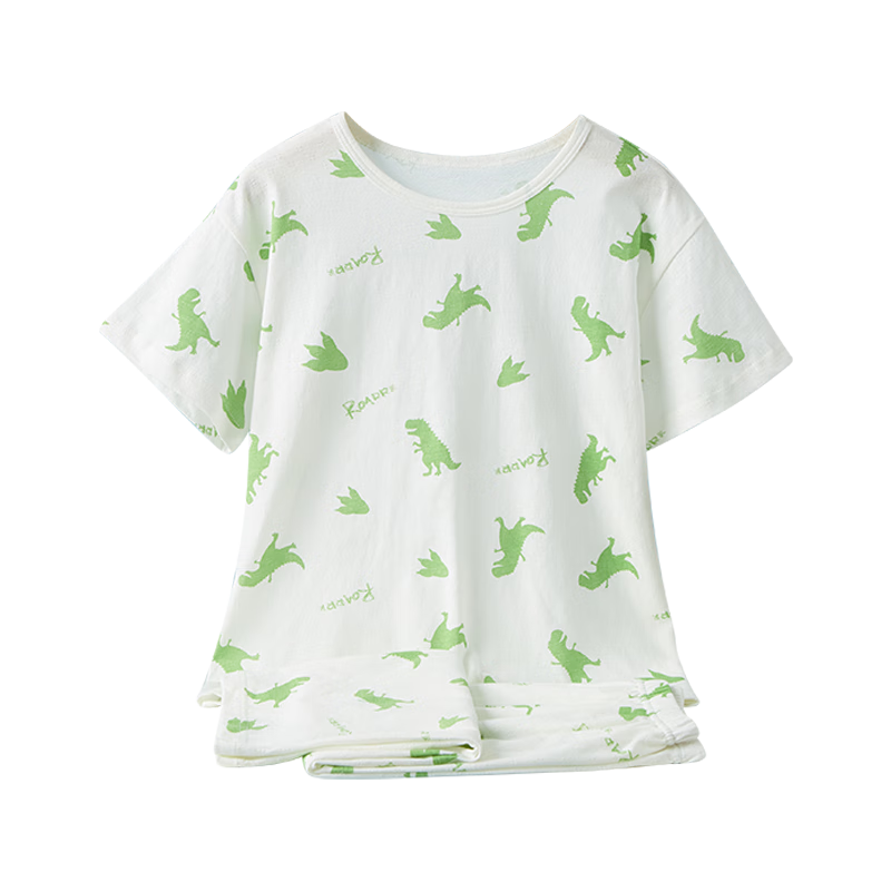 Hengyuanxiang Children's Pure Cotton Summer Thin Mesh Short Sleeve Breathable Home Air Conditioning Pajama Set 5A Antibacterial
