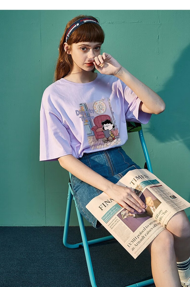 TonLion 2025 Summer Women's Crew Neck Short Sleeve T-Shirt [Snoopy Collaboration Edition] 10