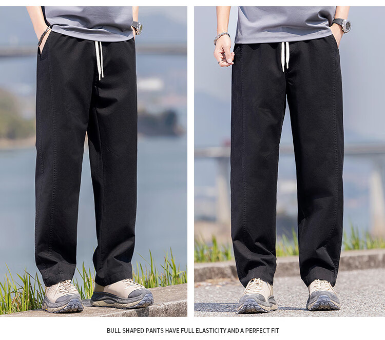 JEEP [Pure Cotton Lightweight] Straight-Leg Casual Pants for Men, 2026 Summer New Style Cargo Wide-Leg Trousers, Men's Long Pants 17