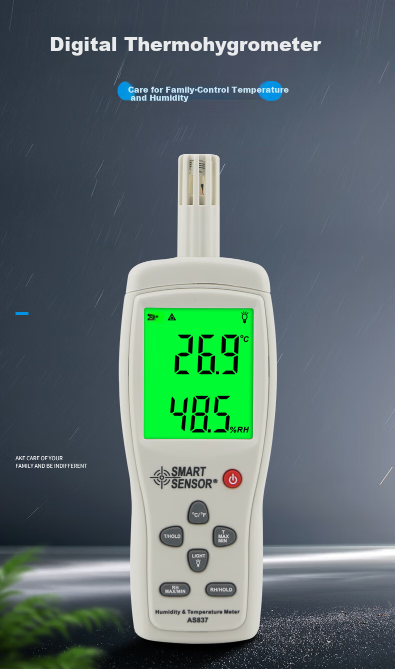 Xima Handheld Thermometer And Hygrometer, AS837 Environmental Temperature And Humidity Detector, Portable Temperature And Humidity Meter 1