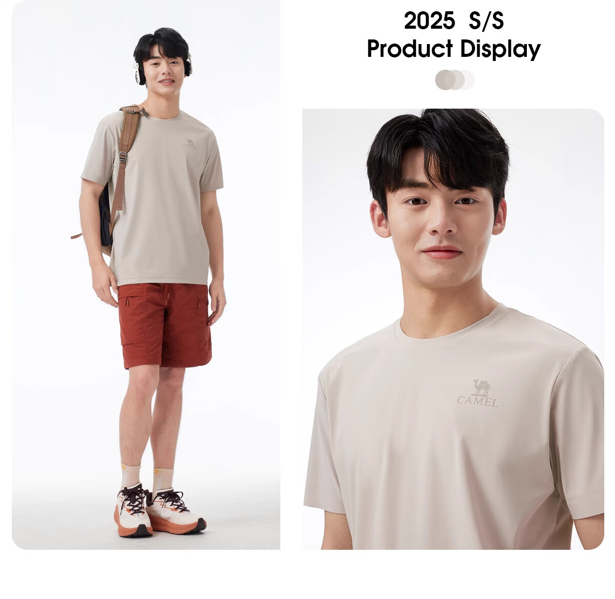 CAMEL Outdoor Quick-Dry T-Shirt for Men, Spring And Summer Short-Sleeve Round Neck Original Yarn Cool-Feeling Sun Protection Breathable Sweat-Absorbing Sports T-Shirt for Women, M 7
