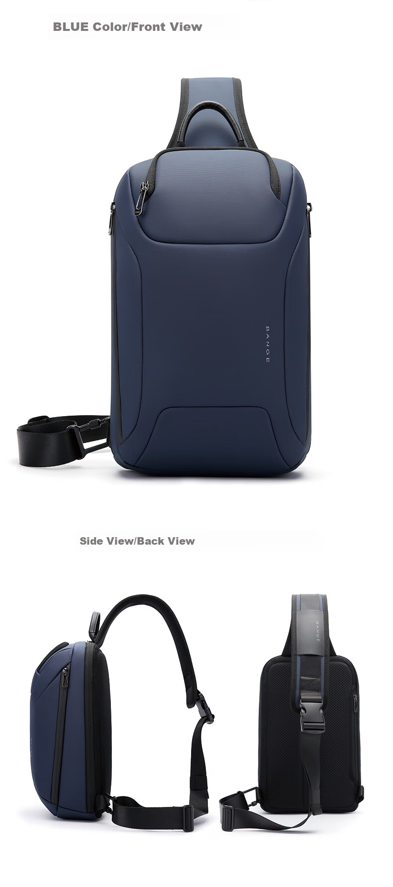 Bange Business Casual Chest Bag, Large Capacity Crossbody Bag, IPad Tablet Bag, Multifunctional Commuter Shoulder Bag for Men, 8031 Black 11