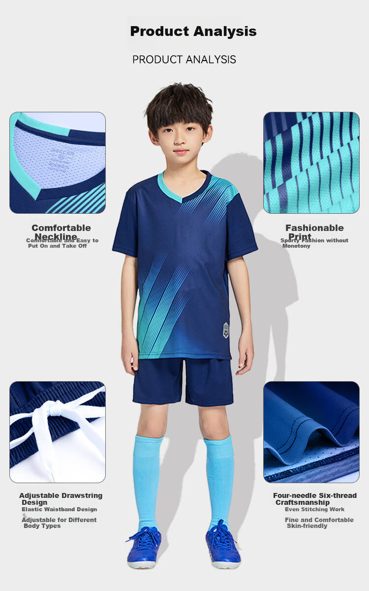 VICTORIATOURIST Sports Set, Children's Soccer Uniform, Basketball Training Suit, Indoor Fitness Wear, Running Quick-Dry Shirt, Jersey 3