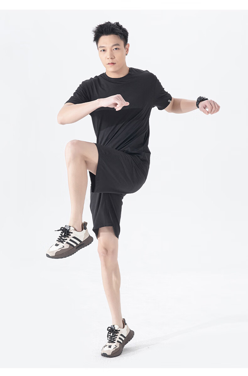 Huili Men's Sports Set, Summer Short-Sleeve T-Shirt, Breathable Quick-Dry Shorts, Casual Undershirt, Running Fitness Five-Point Shorts 10