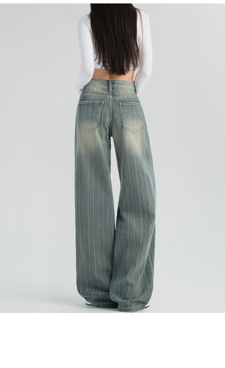 Jeanswest Women's Summer Washed High-Waisted Slim Fit Flared Jeans Nostalgic Blue L 9