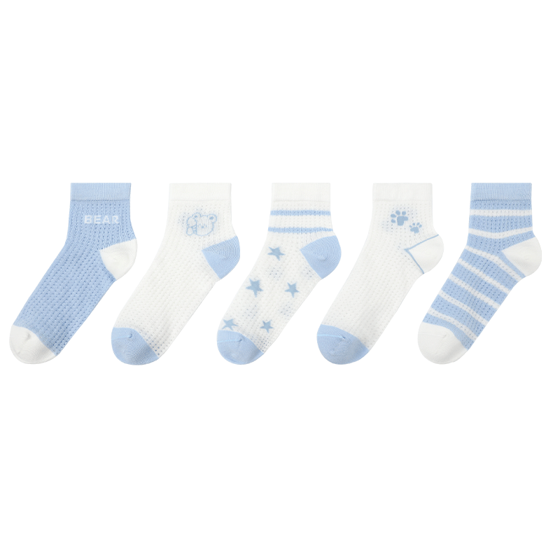 Jiusuiban Kids Boys Thin Antibacterial Deodorant Mesh Air Conditioning Cotton Socks Mid-Large Children Casual Sports Ankle Socks Size 7A