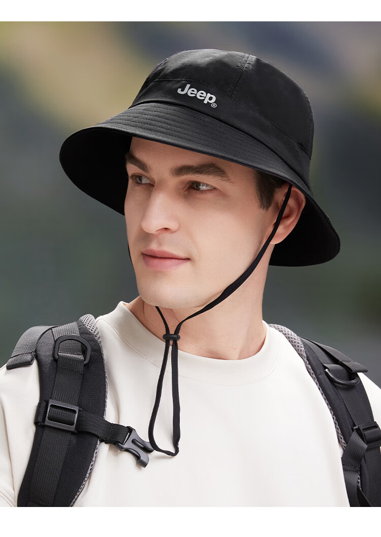 JEEP Men's Sun Protection Bucket Hat Fishing Hiking Outdoor Summer Cap Dark Blue Black 12
