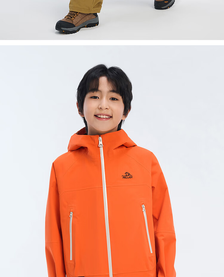Pelliot [Xiaoshanke] Children's Outdoor Hardshell Waterproof Jacket for Boys And Girls, Model 135101017, Orange, Size 150 28