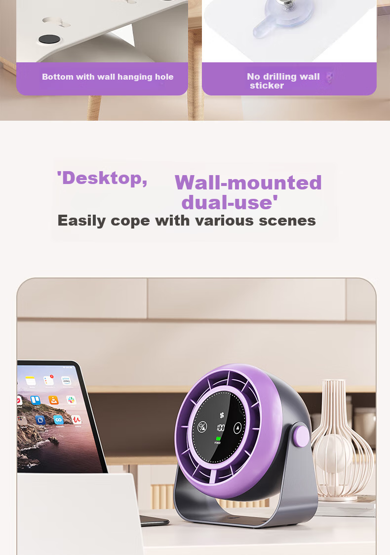 Suoying Dual Turbo 100-Speed Desktop Fan Small Silent USB Rechargeable Portable Outdoor Double-Head Air Circulation Cooling Fan for Dormitory Bed Office 21