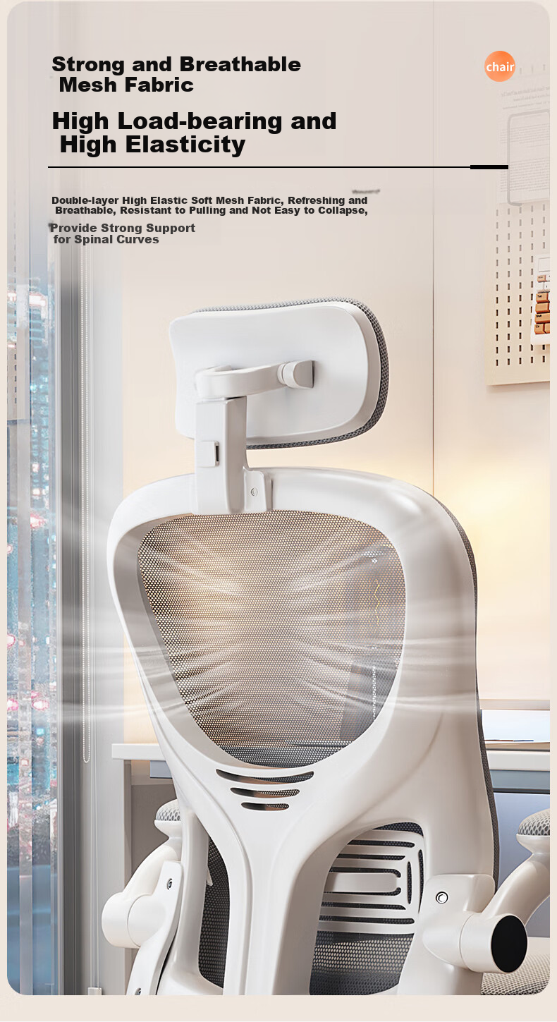 Chibailun Computer Chair, Bow-Shaped Office Chair, Ergonomic Chair for Home Use, Dormitory Chair with Backrest, Study Chair, Gaming Chair for Study Room And E-Sports 8
