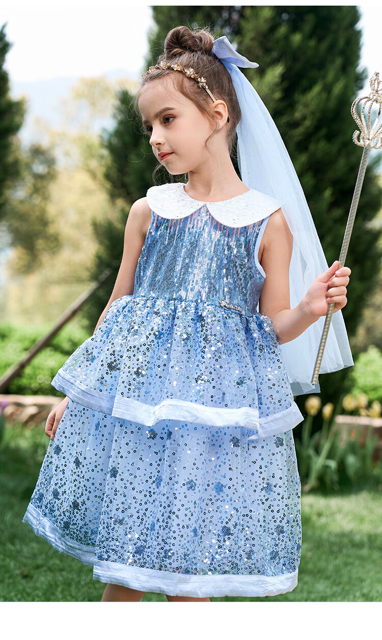 Disney Elsa Princess Dress New Summer 2026 Style Loliita Children's Clothing for Girls 7