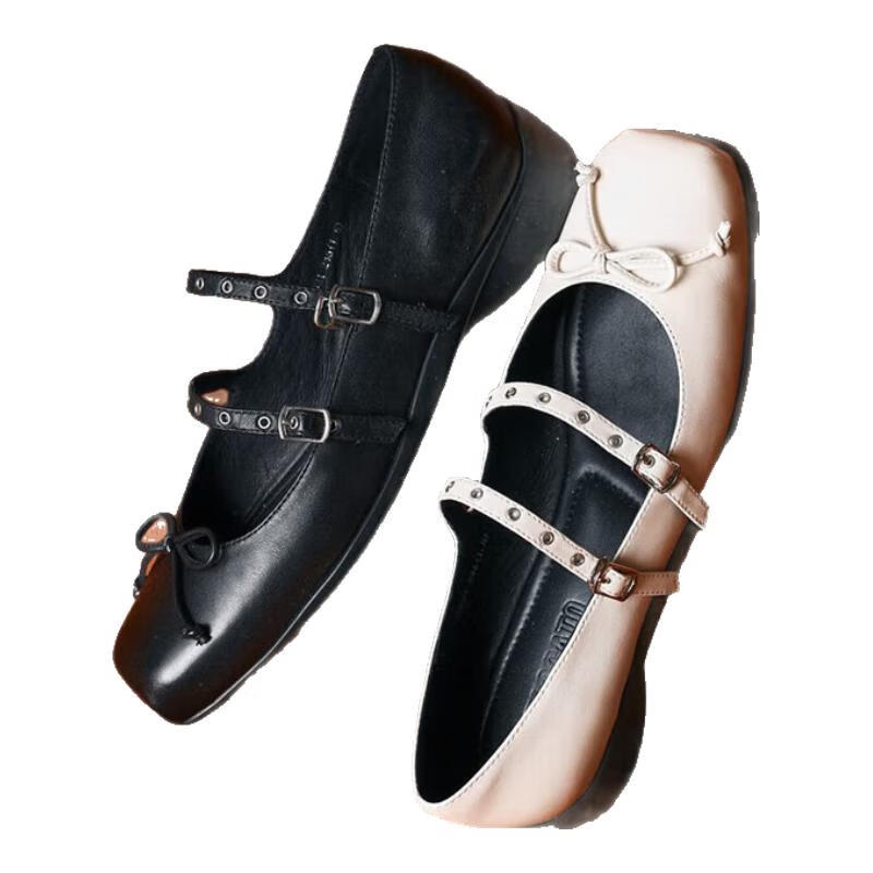 STACCATO Blogger Recommended Spring 2026 Yuguang Ballet Mary Jane Shoes Ballet Flats S6821AQ6 Metal Black 36