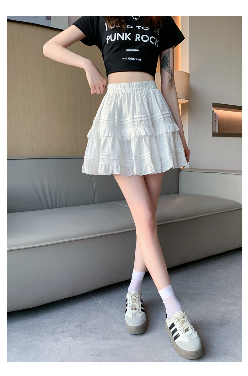 LangSha Ballet Skirt for Women, Summer High-Waisted Slimming Pure Cotton A-Line Skirt with Ruffle Trim, Fresh And Sweet Style Puffy Midi Skirt 15