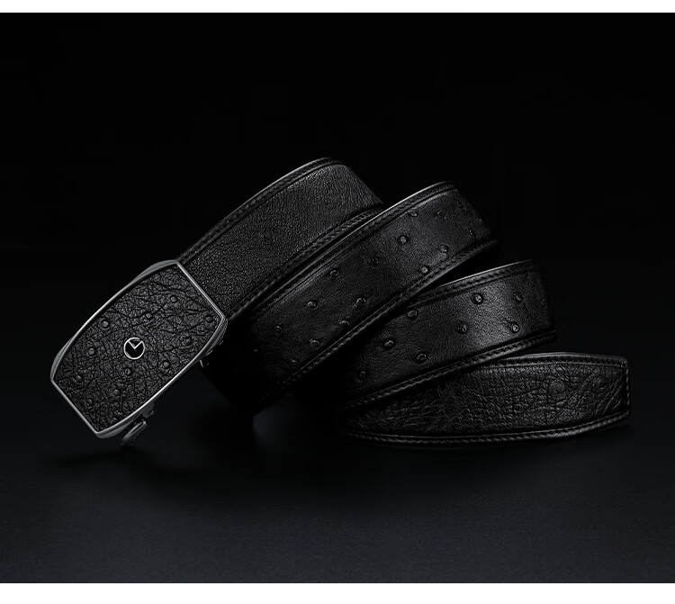 Goldlion Belt with Automatic Buckle, Inner Buckle Waistband, Ostrich Leather, High-End Wooden Gift Box, Trouser Belt, Birthday Gift for Gifting 1