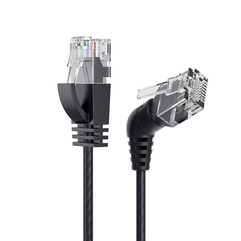 CABLE CREATION CAT6A Ethernet Cable with 360° Rotating Elbow And Straight Connector, Thin Wire Version, 10Gbps Gigabit Patch Cord for Computer, Router, Broadband Network Connection Cable, 1.5m
