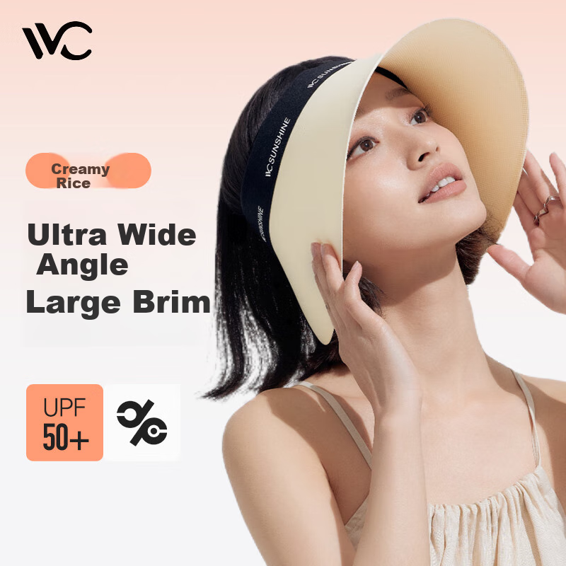 VVC Sun Protection Hat for Women, Full Face Sunshade Hat, Summer Outdoor Face-Covering UV Protection Hat, Cream White