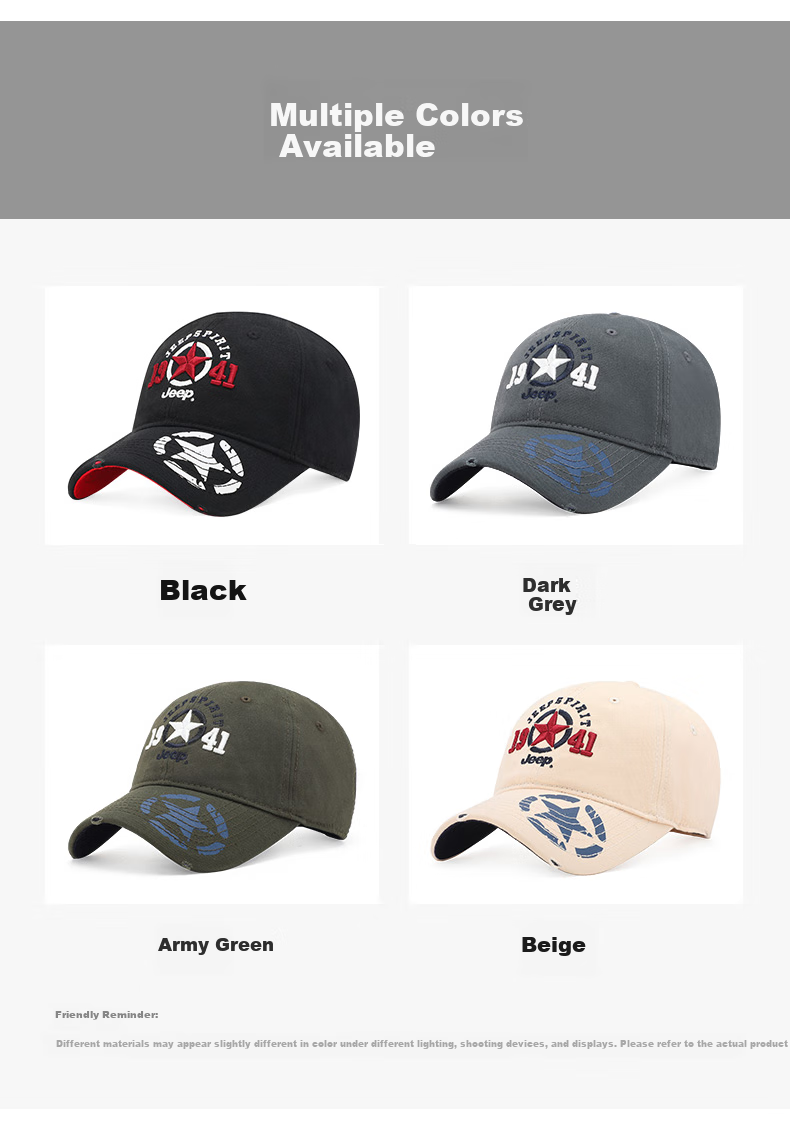 JEEP Men's Baseball Cap, Fashionable Embroidered All-Season Style, Casual Outdoor Sports Brand Hat A0014 3