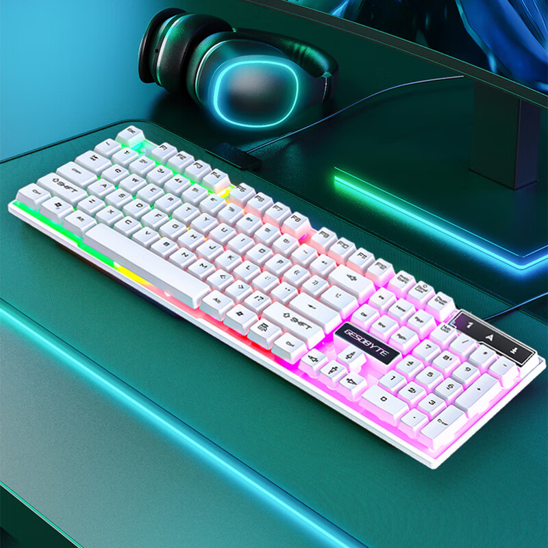 GESOBYTE G11 Wired Mechanical Feel Gaming Keyboard RGB Backlit USB External for Desktop Laptop Home Use White