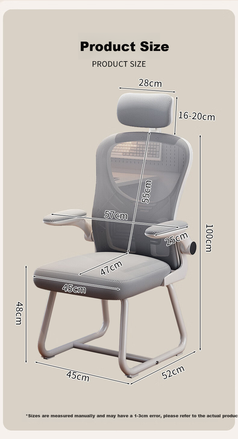 Chibailun Computer Chair, Bow-Shaped Office Chair, Ergonomic Chair for Home Use, Dormitory Chair with Backrest, Study Chair, Gaming Chair for Study Room And E-Sports 16