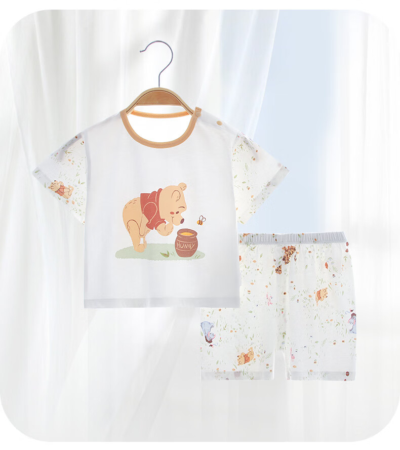 Disney Children's Pajamas, Summer Thin Style, Boys And Girls Short-Sleeve Shorts, Baby Air Conditioning Home Wear, Pure Cotton Underwear Set, Size 80 9