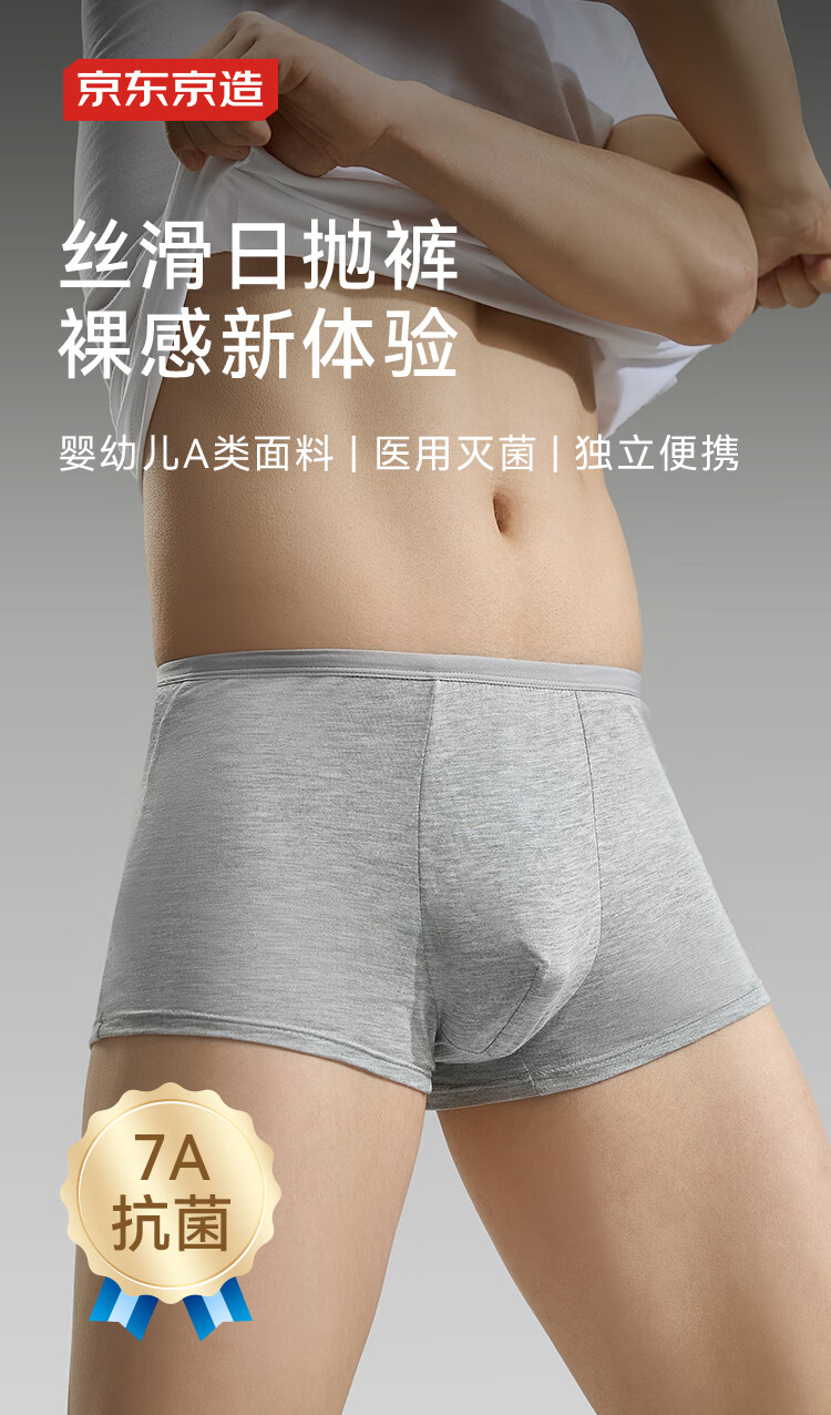 JD Original 7A Antibacterial Disposable Underwear for Men, Boxer Briefs, Smooth And Seamless, No-Wash Daily Disposable, for Business Trips, Travel And Vacations, 4-Pack, XXL Size 1