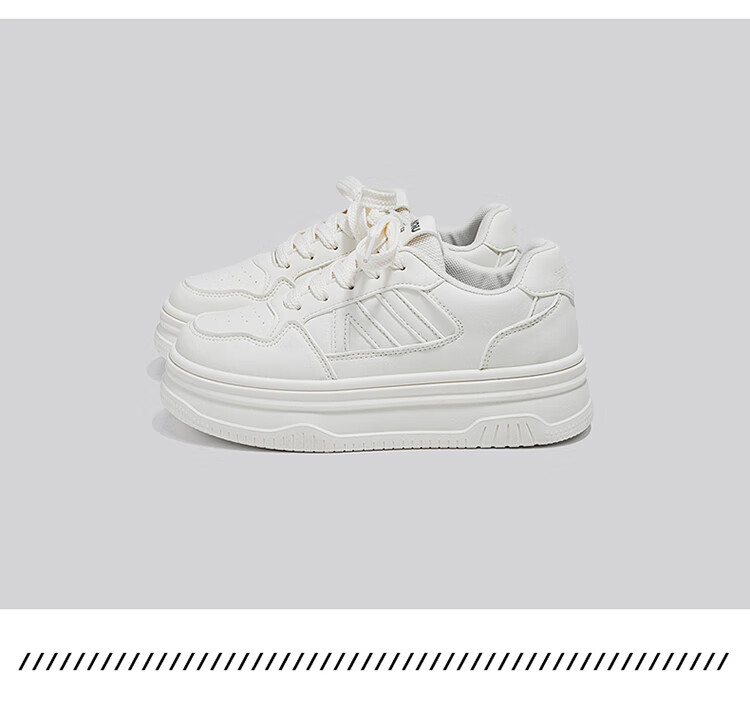 Global Black and White Thick Sole Platform Sneakers Height Increasing White Shoes INS Style 2026 Spring Comfortable New Korean Casual Shoes 3