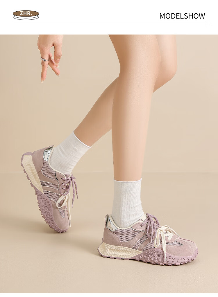 ZHR Dexun Women's Shoes, 2026 New Soft-Soled Fashionable Women's Shoes, Stylish Thick-Soled Sneakers for Women, KS110, Lavender Purple, Size 39 12