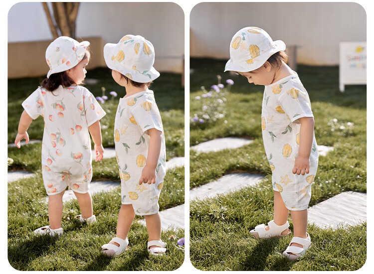 Wismorni Baby Muslin Short Sleeve Romper Summer Thin Infant Clothes Summer Jumpsuit Crawling Suit 9