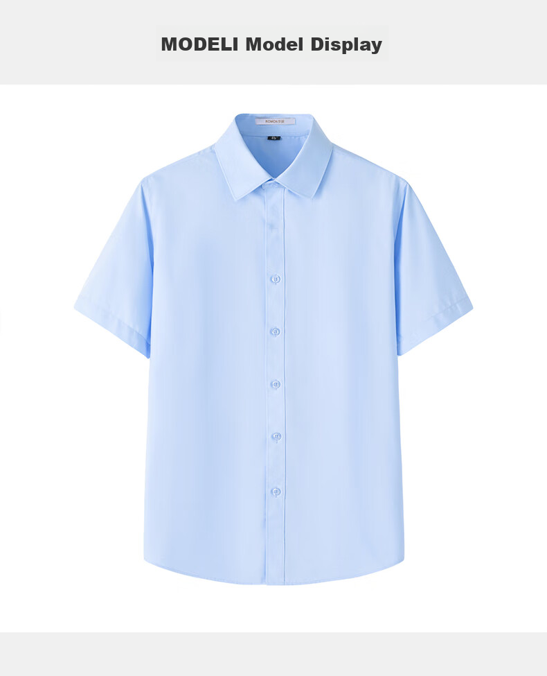 ROMON [Wrinkle-Resistant Modal] Wrinkle-Free Short-Sleeve Shirt Men's Top Casual Business Professional Formal White Dress Shirt Jacket 9