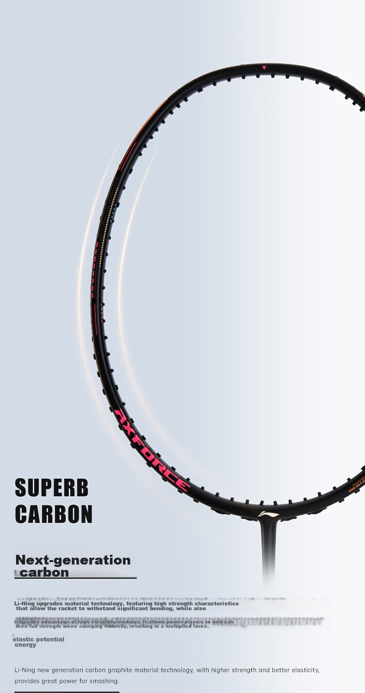 Li-Ning Badminton Racket, Thunder Small Steel Cannon, High Weight, Black, Full Carbon Fiber, Professional Offensive Type Racket, Single Racket, 5U Unstrung 3