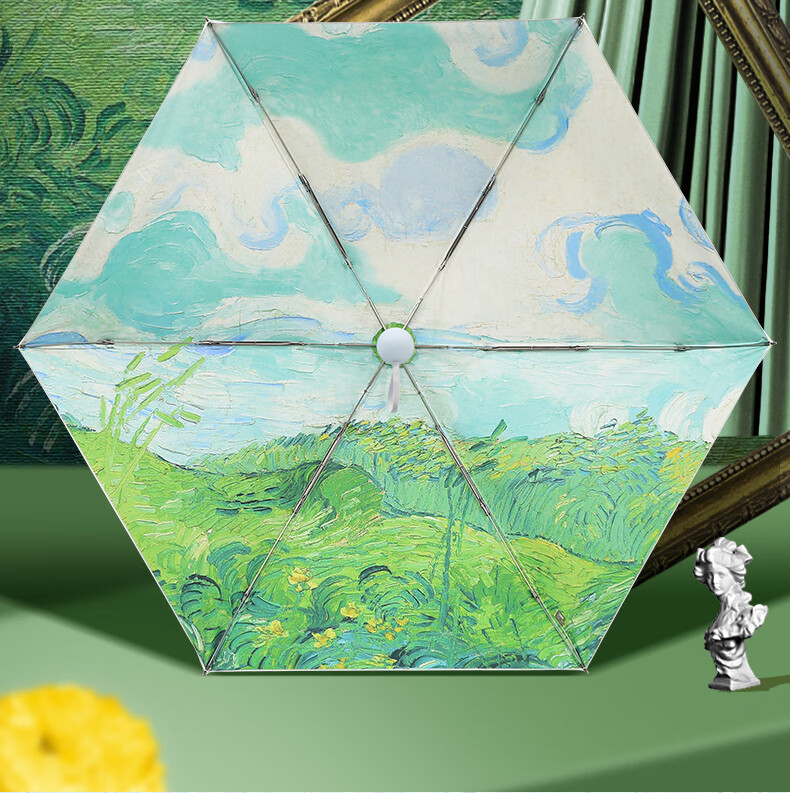 Tiantang Umbrella UV Protection Folding Mini Portable Sunshade Rain Umbrella Titanium Silver Wheat Field 4