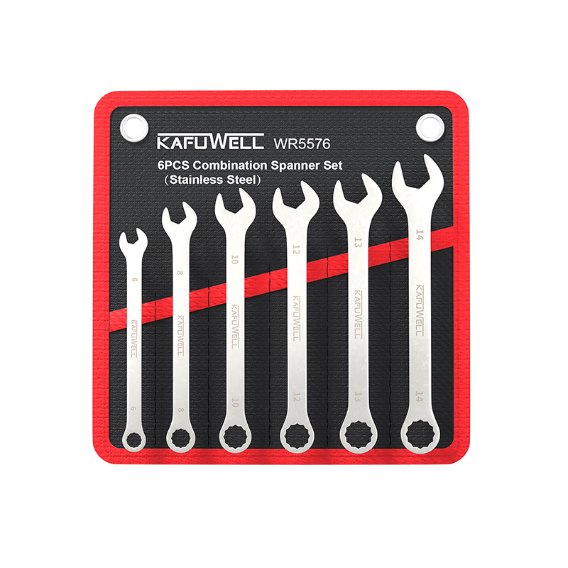 Kafwell Plum Blossom Open-End Wrench Set 6-14mm 7-Piece Double-Use Stainless Steel Wrench Tool WR5576