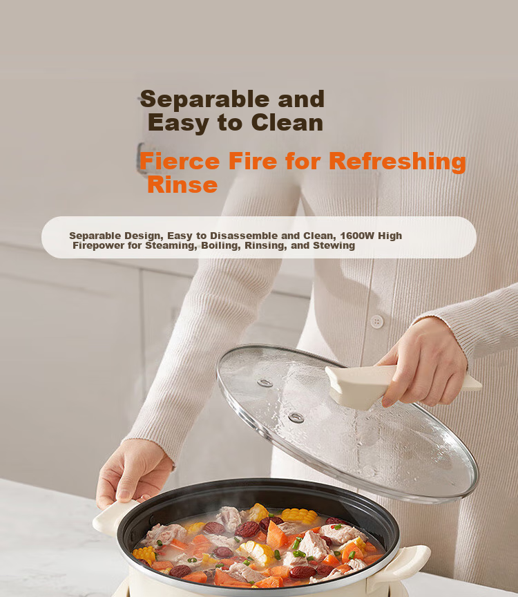 Joyoung Household 5L Large Capacity Electric Hot Pot, Detachable And Washable, Specialized Hot Pot, Electric Cooking Pot, Electric Wok, Multifunctional Non-Stick Pot HG50-G525 1