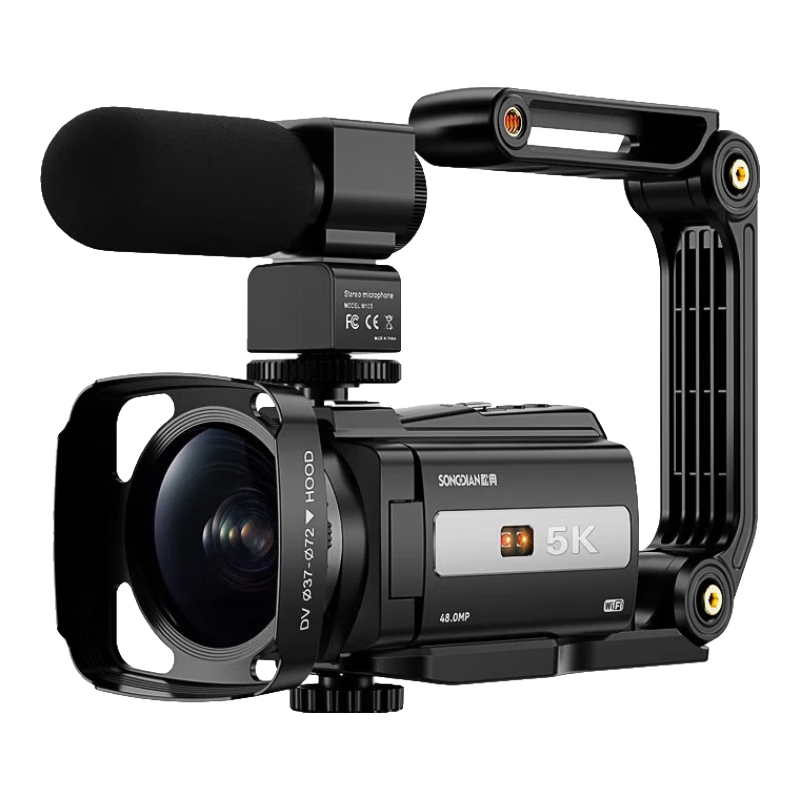 SONGDIAN Camera, 5K High-Definition Anti-Shake Handheld Portable Photography, Home And Travel DV Recorder, Infrared Night Vision, [Wide-Angle Lens + Fill Light + Microphone], 256GB Memory