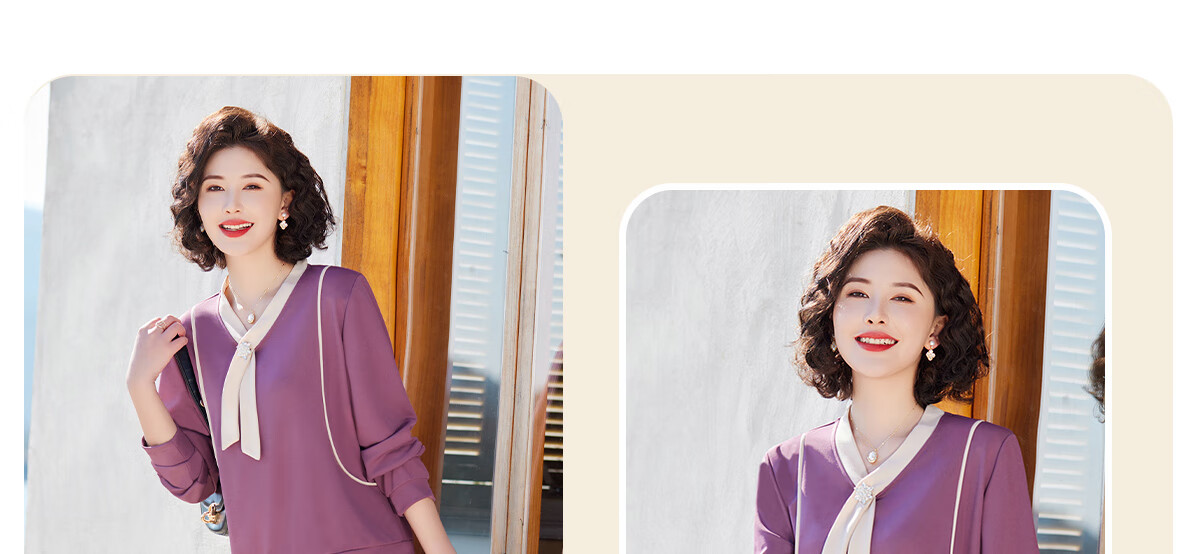 Yuzhaolin Mom Spring Sports Suit Middle-aged and Elderly Women's Long Sleeve Sportswear Two-piece Set Y51K051 40