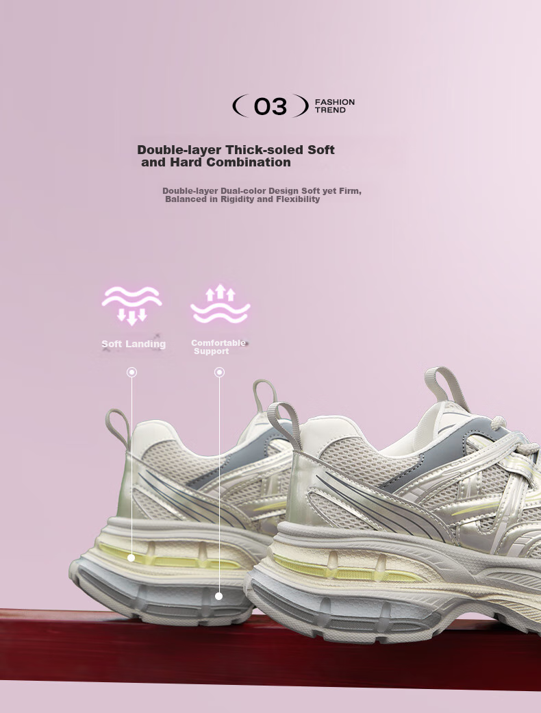 Belle Zhang Linghe Same Style Starry Track Dad Shoes Women Thick-Soled Sneakers B2199AM6, Gray, Size 36 7