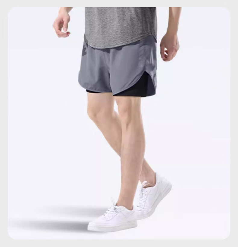 VICTORIATOURIST Men's Running Shorts with Sports Lining, Three-Quarter Length Track Pants, Indoor Professional Marathon Quick-Dry Two-In Fitness Shorts 12