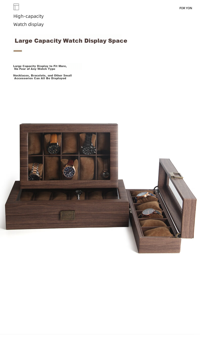 DUOJINJIANG Handmade Wooden Watch Storage Box with Multiple Watch Slots, Dustproof Velvet Interior, Walnut Wood, 6 Watch Slots, Elegant Gift 4