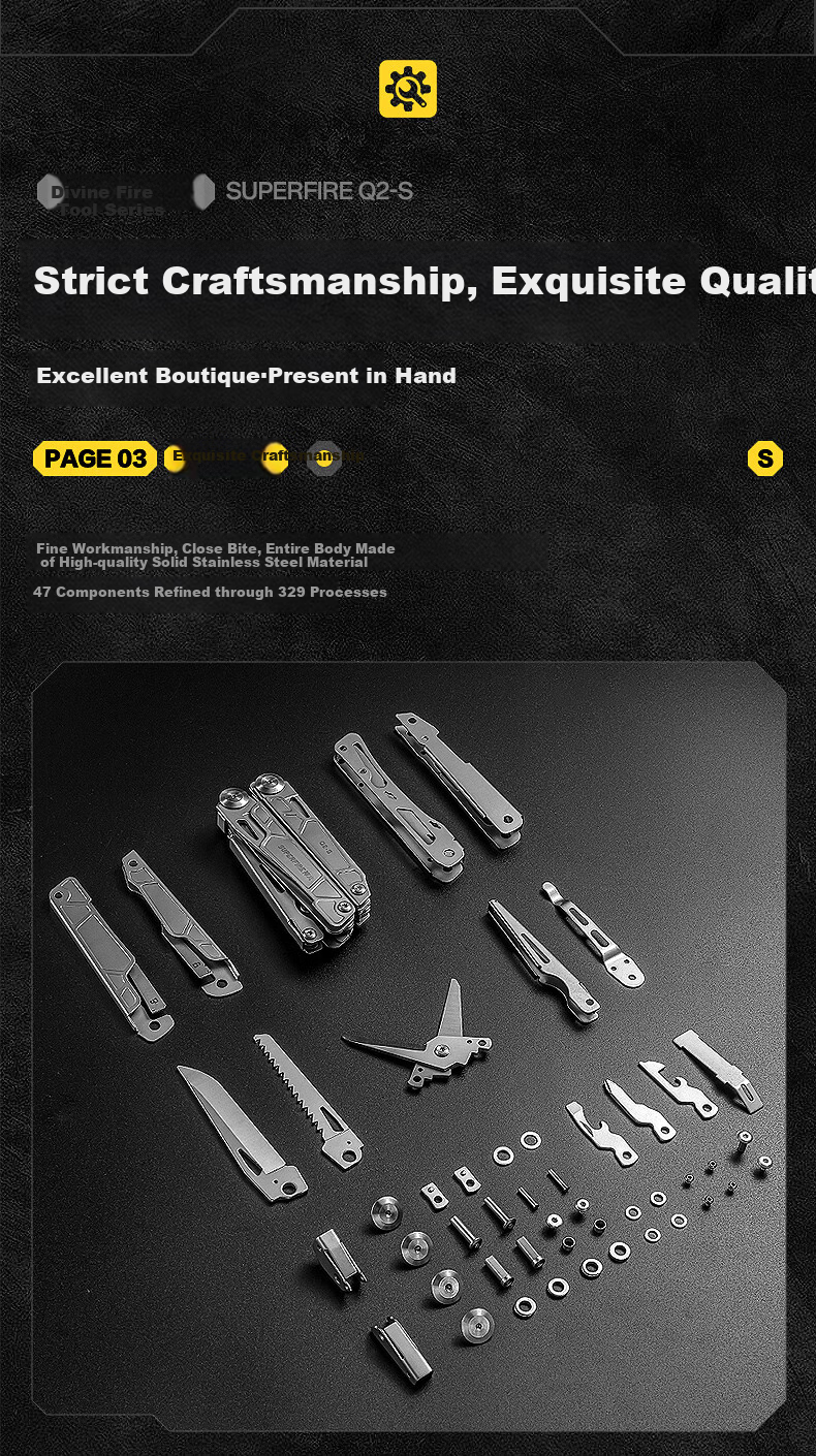 SupFire Q2-S Outdoor Tool Pliers, Multi-Functional Knife, Emergency Rescue Combination Folding Tool, Pliers, Wrench, Small Knife, Tactical Pliers 4
