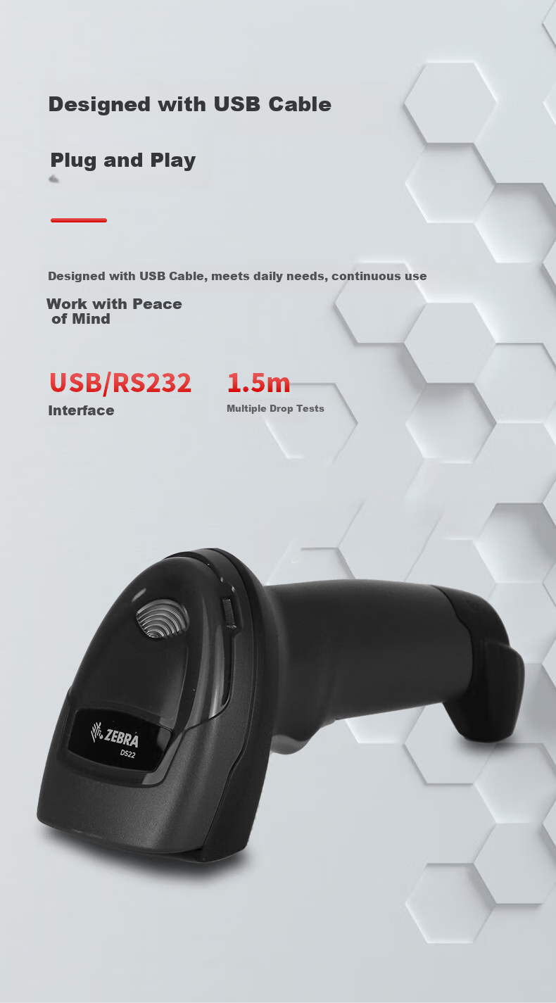 ZEBRA Compatible Zebra Motorola Scanner Data Cable, Barcode Scanner Data Cable USB Interface Connection Cable, Domestic Xin Yue USB Cable 2 Meters, Ls/ds2208/2278 3