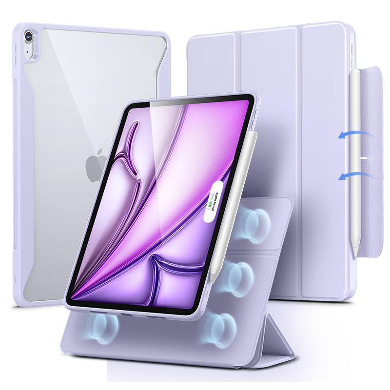 ESR Compatible with IPad Air 8/7/6/5/4 Case, 11-Inch 2026/25 [Detachable Magnetic Cover], M4 Apple Tablet 10.9 Full Protection Shockproof Stand Purple