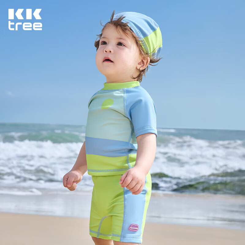 Kocotree Children's Swimwear, Sun Protection Swimsuit, Baby Two-Piece Short-Sleeve Swimsuit for Toddlers