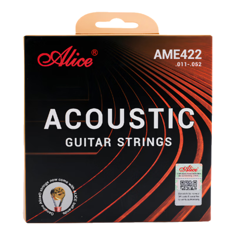 ALICE AME422 Acoustic Guitar Strings, One Set of Nickel-Plated Rust-Resistant Strings, 11-52, A Complete Set of Guitar Accessories